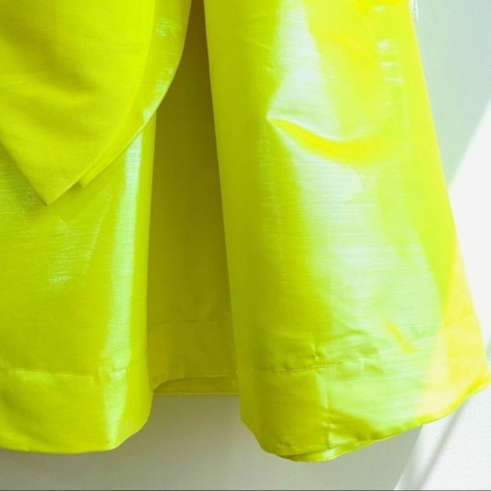 Christopher Rogers Woman Yellow Midi Dress XXS Volume Iridescent Puff Sleeve New - Picture 8 of 17